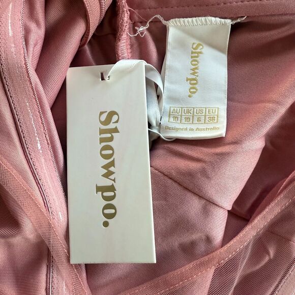 NWT Showpo. Still Love You Mermaid Maxi Dress in Dusty Rose Sheer Halter Size 6 - Picture 8 of 13